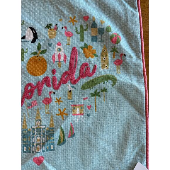 NWT Blue Florida pillow cover - 20 x 20 - summer - heart - Thro Studio - Picture 4 of 5